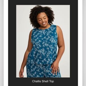 torrid Teal Blue Floral Sleeveless Shell Top